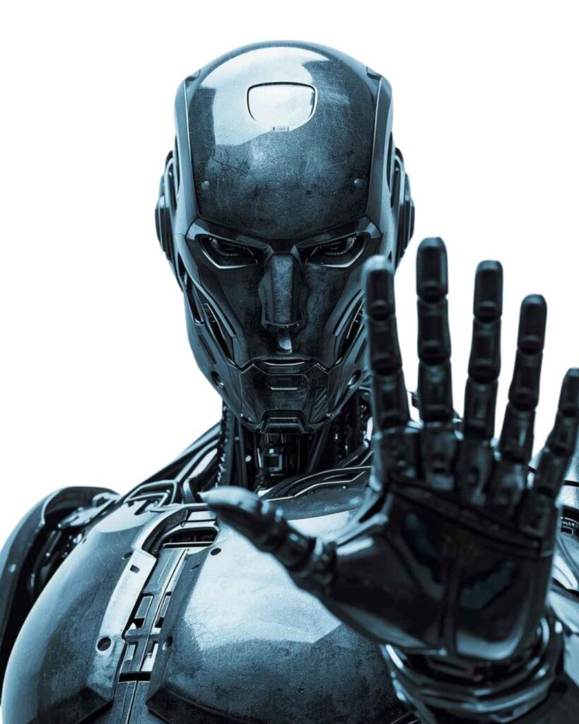 Robotic human showing stop